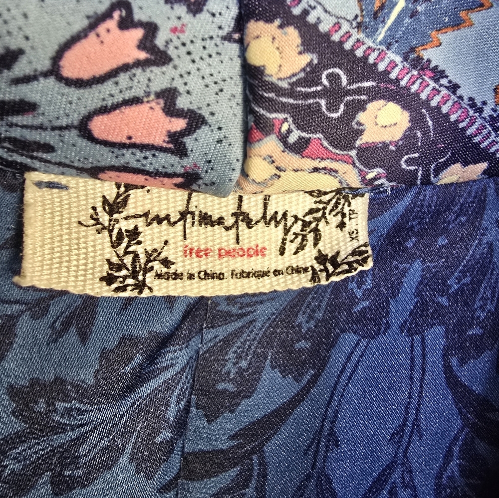 Free People Intimately In Your Dream Robe Size XS Paisley Blue EUC - Picture 6 of 10